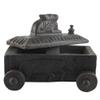 Indian Shelf 1 Piece Vocalforlocal Handmade Black Wooden Nandi Bull Sitting on Cart Design Spice Box Seasoning Masala Organizer Rack Jewellery Container view 1