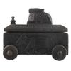 Indian Shelf 1 Piece Vocalforlocal Handmade Black Wooden Nandi Bull Sitting on Cart Design Spice Box Seasoning Masala Organizer Rack Jewellery Container view 2