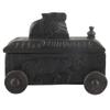 Indian Shelf 1 Piece Vocalforlocal Handmade Black Wooden Nandi Bull Sitting on Cart Design Spice Box Seasoning Masala Organizer Rack Jewellery Container view 3