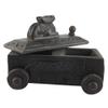 Indian Shelf 1 Piece Vocalforlocal Handmade Black Wooden Nandi Bull Sitting on Cart Design Spice Box Seasoning Masala Organizer Rack Jewellery Container view 1