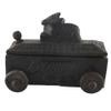 Indian Shelf 1 Piece Vocalforlocal Handmade Black Wooden Nandi Bull Sitting on Cart Design Spice Box Seasoning Masala Organizer Rack Jewellery Container view 3