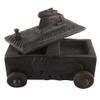 Indian Shelf 1 Piece Vocalforlocal Handmade Black Wooden Nandi Bull Sitting on Cart Design Spice Box Seasoning Masala Organizer Rack Jewellery Container view 1