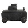 Indian Shelf 1 Piece Vocalforlocal Handmade Black Wooden Nandi Bull Sitting on Cart Design Spice Box Seasoning Masala Organizer Rack Jewellery Container view 2