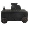 Indian Shelf 1 Piece Vocalforlocal Handmade Black Wooden Nandi Bull Sitting on Cart Design Spice Box Seasoning Masala Organizer Rack Jewellery Container view 3