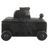 Indian Shelf 1 Piece Vocalforlocal Handmade Black Wooden Nandi Bull Sitting on Cart Design Spice Box Seasoning Masala Organizer Rack Jewellery Container view 2