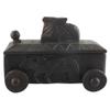 Indian Shelf 1 Piece Vocalforlocal Handmade Black Wooden Nandi Bull Sitting on Cart Design Spice Box Seasoning Masala Organizer Rack Jewellery Container view 3