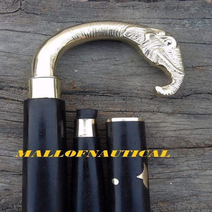 Mahira Nautical vintage Brass Elephant Head Handle Vintage Designer Walking Stick Cane Handle