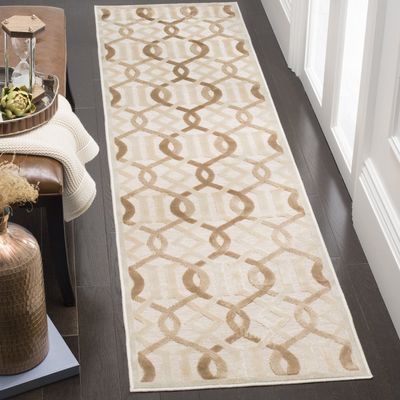 SAFAVIEH Paradise Collection Runner Rug - 2'2" x 8', Cream, Art Deco Viscose Design, Ideal for High Traffic Areas in Living Room, Bedroom (PAR415C)