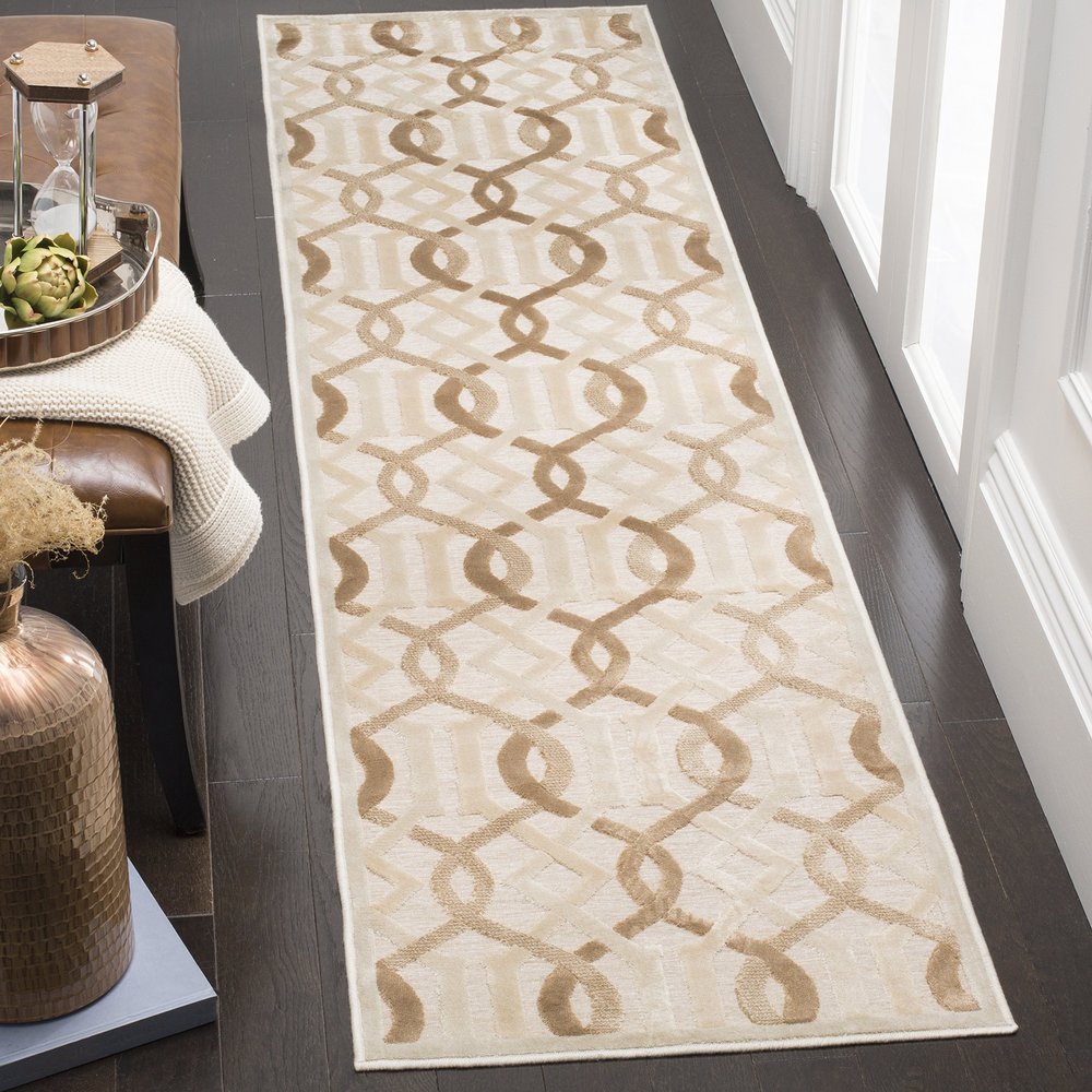 SAFAVIEH Paradise Collection Runner Rug - 2'2" x 8', Cream, Art Deco Viscose Design, Ideal for High Traffic Areas in Living Room, Bedroom (PAR415C)