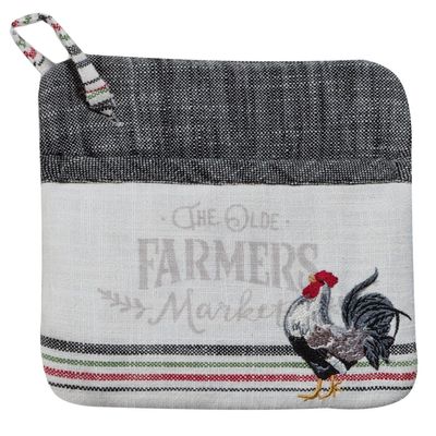 Kay Dee Designs Farmer's Market Rooster Embroidered Pocket Mitt, 8" x 8", Various