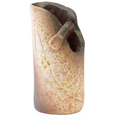 CtoC JAPAN Select Shigaraki Ware Vase J338 Ceramic, Width 2.2 x Depth 2.2 x Height 4.5 x 4.5 inches (5.5 x 5.5 x 11.5 cm), Gold Filled with Small Flowers with Handmade, Stylish Pottery 4510542202108