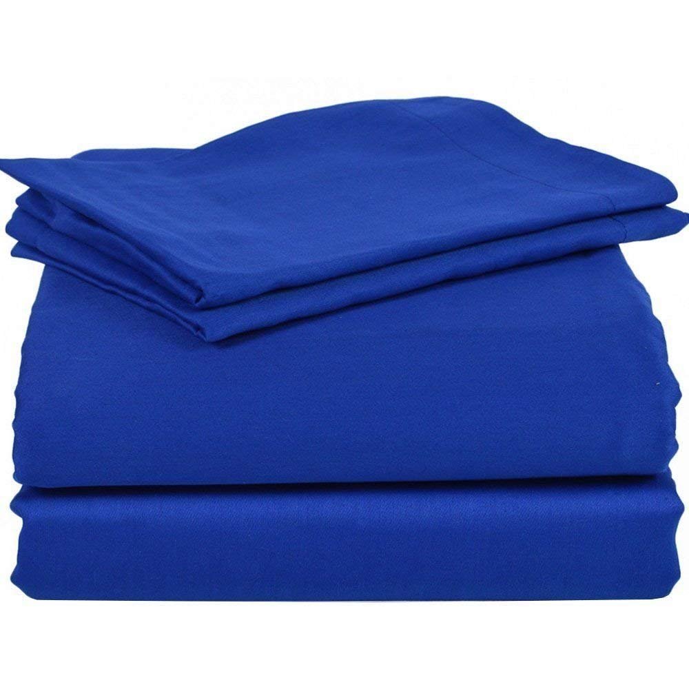 400 Thread Count 4-Piece Sheet Set Narrow Bunk Bed Size (39" x 75") Royal Blue Solid Fit Up to 30" Deep Mattress 100% Egyptian Cotton.