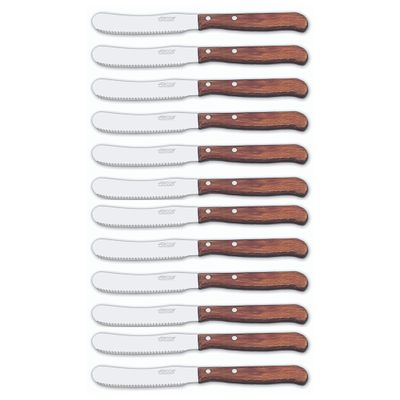 Arcos 102700-DUN14 Series Latina-Box Butter Knife-Blade Nitrum Stainless Steel 90 mm (3.54 Inch) -Handle Pack-Wood Brown Colour (12 Piece), ands Plastic