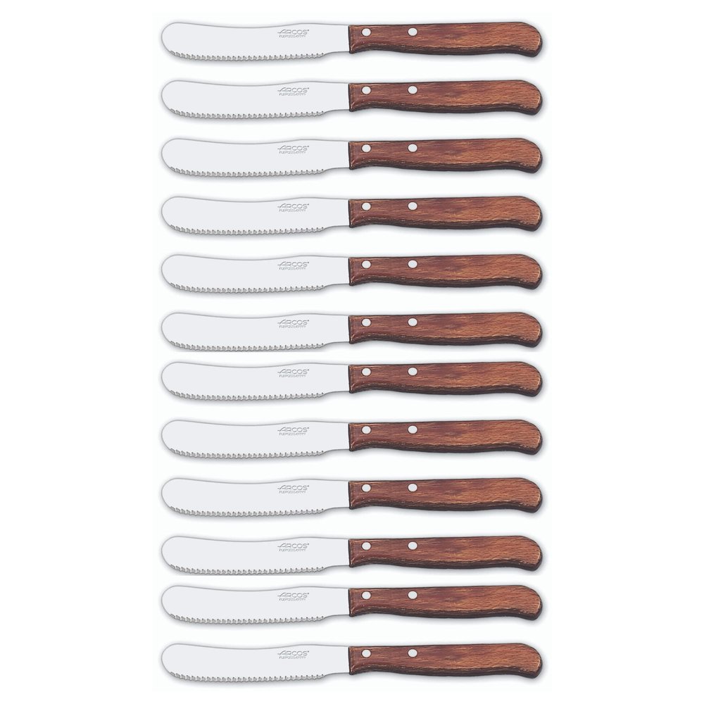 Arcos 102700-DUN14 Series Latina-Box Butter Knife-Blade Nitrum Stainless Steel 90 mm (3.54 Inch) -Handle Pack-Wood Brown Colour (12 Piece), ands Plastic