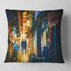 Designart Couple Walking in an Alley' Cityscape, High Quality Pillow Insert + Cushion Cover Printed On Both Side 18 in. x 18 in view 1