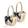 Alex Emotions Gold & Navy Blue Wedding Ring Bearer Pillow and Flower Girl Basket Set  Satin & Ribbons  Pairs Well with Most Dresses & Themes  Splendour Every Wedding Deserves view 1
