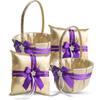 Alex Emotions Gold & Purple Jewel Wedding Ring Bearer Pillow and Flower Girl Basket Set  Satin & Ribbons  Pairs Well with Most Dresses & Themes  Splendour Every Wedding Deserves view 1