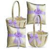 Alex Emotions Gold & Violet/Lilac/Lavender Wedding Ring Bearer Pillow and Flower Girl Basket Set  Satin & Ribbons  Pairs Well with Most Dresses & Themes  Splendour Every Wedding Deserves view 1