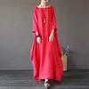 Sufang Fashion Casual Caftan Pocket Loose Maxi Linen Cotton Women's Long Dress New White L view 4