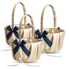 Alex Emotions Gold & Navy Blue Wedding Ring Bearer Pillow and Flower Girl Basket Set  Satin & Ribbons  Pairs Well with Most Dresses & Themes  Splendour Every Wedding Deserves view 1