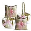Alex Emotions Gold & Pink Wedding Ring Bearer Pillow and Flower Girl Basket Set  Satin & Ribbons  Pairs Well with Most Dresses & Themes  Splendour Every Wedding Deserves view 1