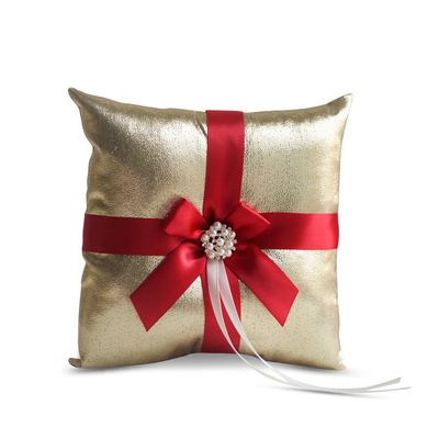 Alex Emotions Gold & RED Wedding Ring Bearer Pillow and Flower Girl Basket Set Satin & Ribbons Pairs Well with Most Dresses & Themes Splendour Every Wedding Deserves