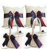 Alex Emotions Ivory Ring Bearer Pillow and Basket Set | Lace Collection | Flower Girl & Welcome Basket for Guest | Handmade Wedding Baskets & Pillows (Burgundy Navy Blue) view 1