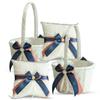Alex Emotions Ivory Ring Bearer Pillow and Basket Set | Lace Collection | Flower Girl & Welcome Basket for Guest | Handmade Wedding Baskets & Pillows (Navy Rose Gold) view 1