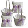 Alex Emotions Ivory Ring Bearer Pillow and Basket Set | Lace Collection | Flower Girl & Welcome Basket for Guest | Handmade Wedding Baskets & Pillows (Violet Lilac Lavender) view 1