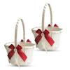 Alex Emotions Ivory Ring Bearer Pillow and Basket Set | Lace Collection | Flower Girl & Welcome Basket for Guest | Handmade Wedding Baskets & Pillows (RED) view 1