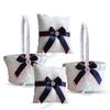 Alex Emotions Ivory Ring Bearer Pillow and Basket Set | Lace Collection | Flower Girl & Welcome Basket for Guest | Handmade Wedding Baskets & Pillows (Coral Navy Blue) view 1