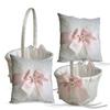 Alex Emotions Ivory Ring Bearer Pillow and Basket Set | Lace Collection | Flower Girl & Welcome Basket for Guest | Handmade Wedding Baskets & Pillows (Blush Pink) view 1