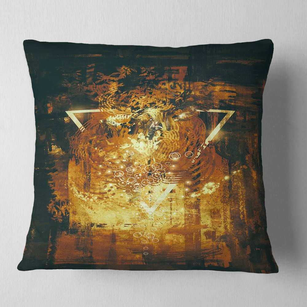Abstract Golden Elements' Abstract Throw Pillow & Cushion Pillow Cover for Living Room, Sofa