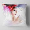 Designart Fashion Woman Illustration' Abstract Throw Living Room, Sofa, High Quality Pillow Insert + Cushion Cover Printed On Both Side 16 in. x 16 in view 1