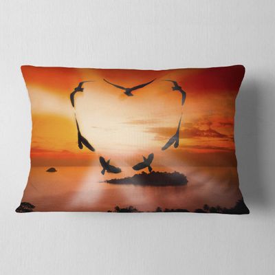 Designart Crow Heart at Sunset' Abstract Throw Lumbar Cushion Pillow Cover for Living Room, Sofa 12 in. x 20 in