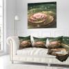 Designart Pink Flower with Water Droplets' Floral Throw Cushion Pillow Cover for Living Room, Sofa 16 in. x 16 in view 2