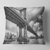 Designart Manhattan Bridge in Gray Shade' Cityscape Photo Throw Cushion Pillow Cover for Living Room, Sofa 18 in. x 18 in view 1