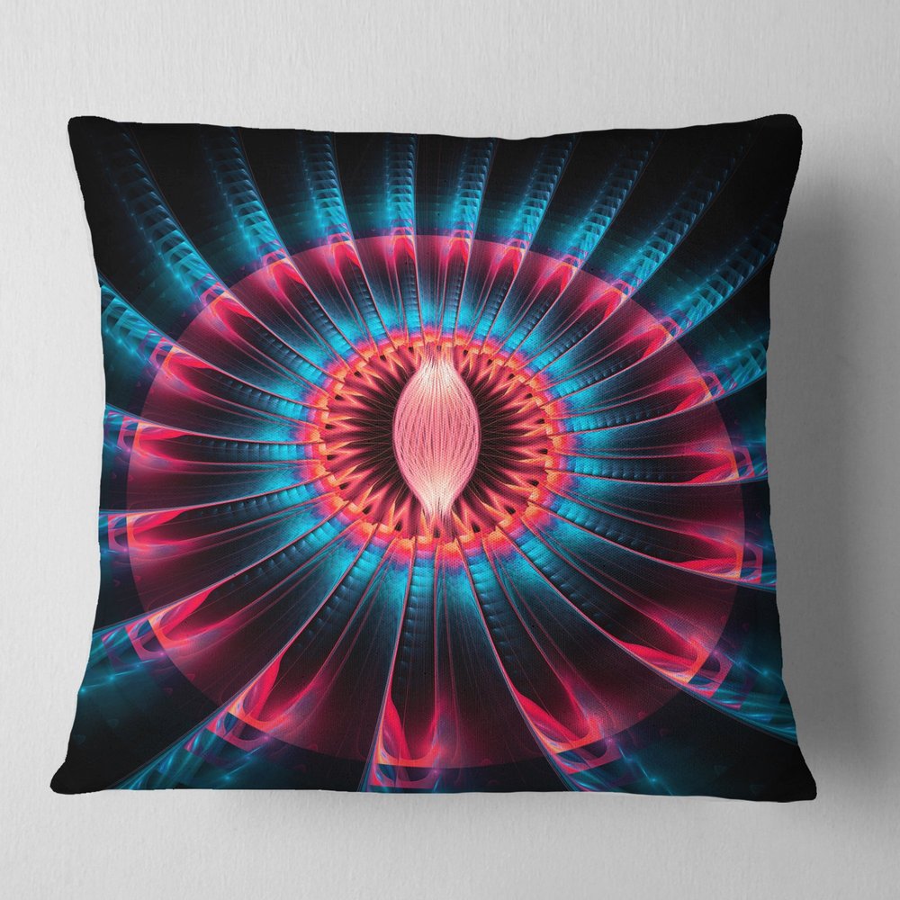Designart Abstract Colorful Fractal Flower' Floral Throw Living Room, Sofa, High Quality Pillow Insert + Cushion Cover Printed On Both Side 16 in. x 16 in