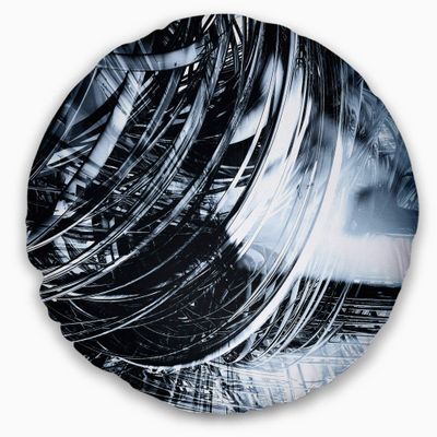 3D Abstract Art Black Spiral' Abstract Round Throw Pillow & Round Cushion Pillow Cover for Living Room, Sofa