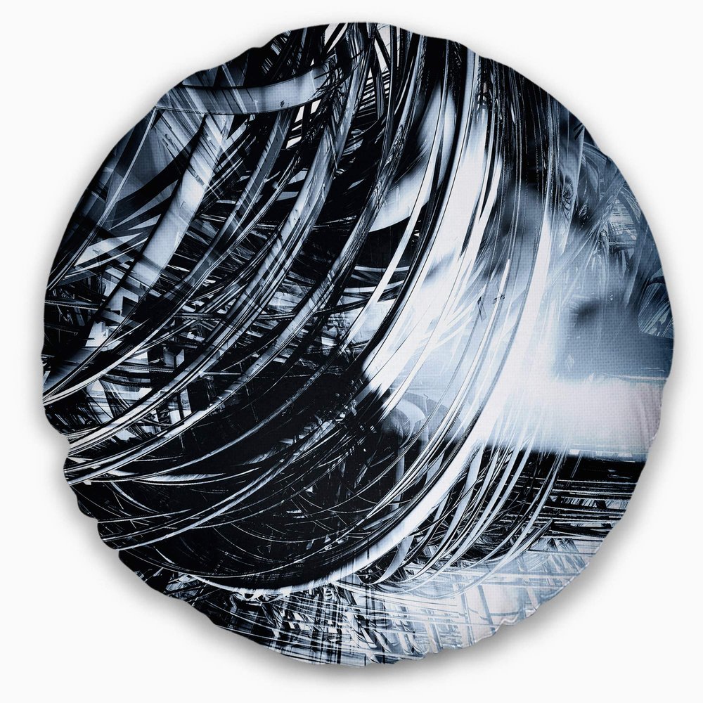 3D Abstract Art Black Spiral' Abstract Round Throw Pillow & Round Cushion Pillow Cover for Living Room, Sofa