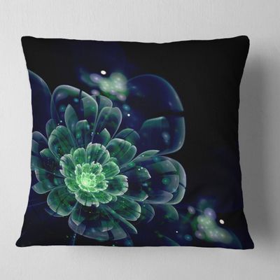 Designart Green Abstract Fractal Flower' Floral Throw Cushion Pillow Cover for Living Room, Sofa 16 in. x 16 in