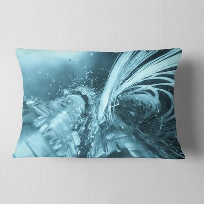 Designart Fractal 3D Light Blue Collision' Contemporary 12" x 20"