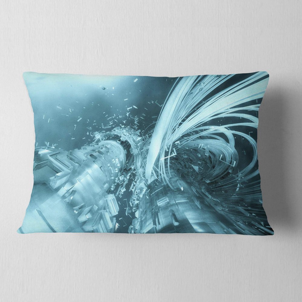 Designart Fractal 3D Light Blue Collision' Contemporary 12" x 20"
