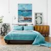 Coastal Connection | Woven Tapestry Wall Art Hanging | Vibrant Contemporary Ocean Composition | 100% Cotton USA Size 45x45 view 2