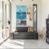Coastal Connection | Woven Tapestry Wall Art Hanging | Vibrant Contemporary Ocean Composition | 100% Cotton USA Size 45x45 view 3