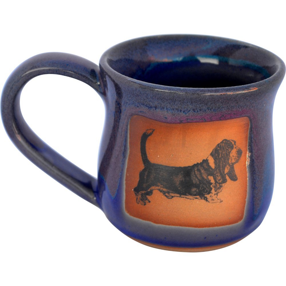ALWAYS AZUL POTTERY Basset Hound 14 Oz. Mug in Purple Haze Glaze - Handmade Ceramic Coffee Mug - Stylish and Unique Handcrafted Artistic Drinkware - Polished Clay Cups, Great for Coffee, Tea, and More