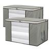 2 Pack Foldable Large Storage Bags 24 x 16 x 14 (L x W x H) inch for Comforter Quilt Blanket Clothes with Clear Window & Handles - Easy to Fit King Size Comforter Set - Closet Under Bed Organizer view 1