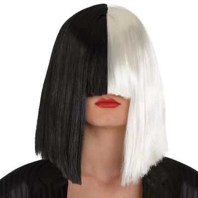 Adult Secret Singer Black & White Wig