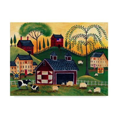 Trademark Fine Art Sunrise Red Quilt Barn by Cheryl Bartley, 35x47-Inch