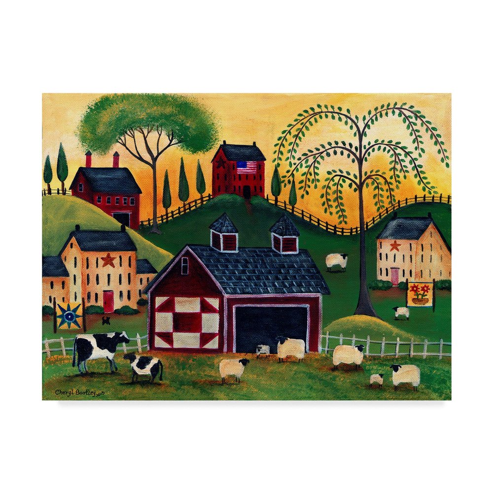 Trademark Fine Art Sunrise Red Quilt Barn by Cheryl Bartley, 35x47-Inch